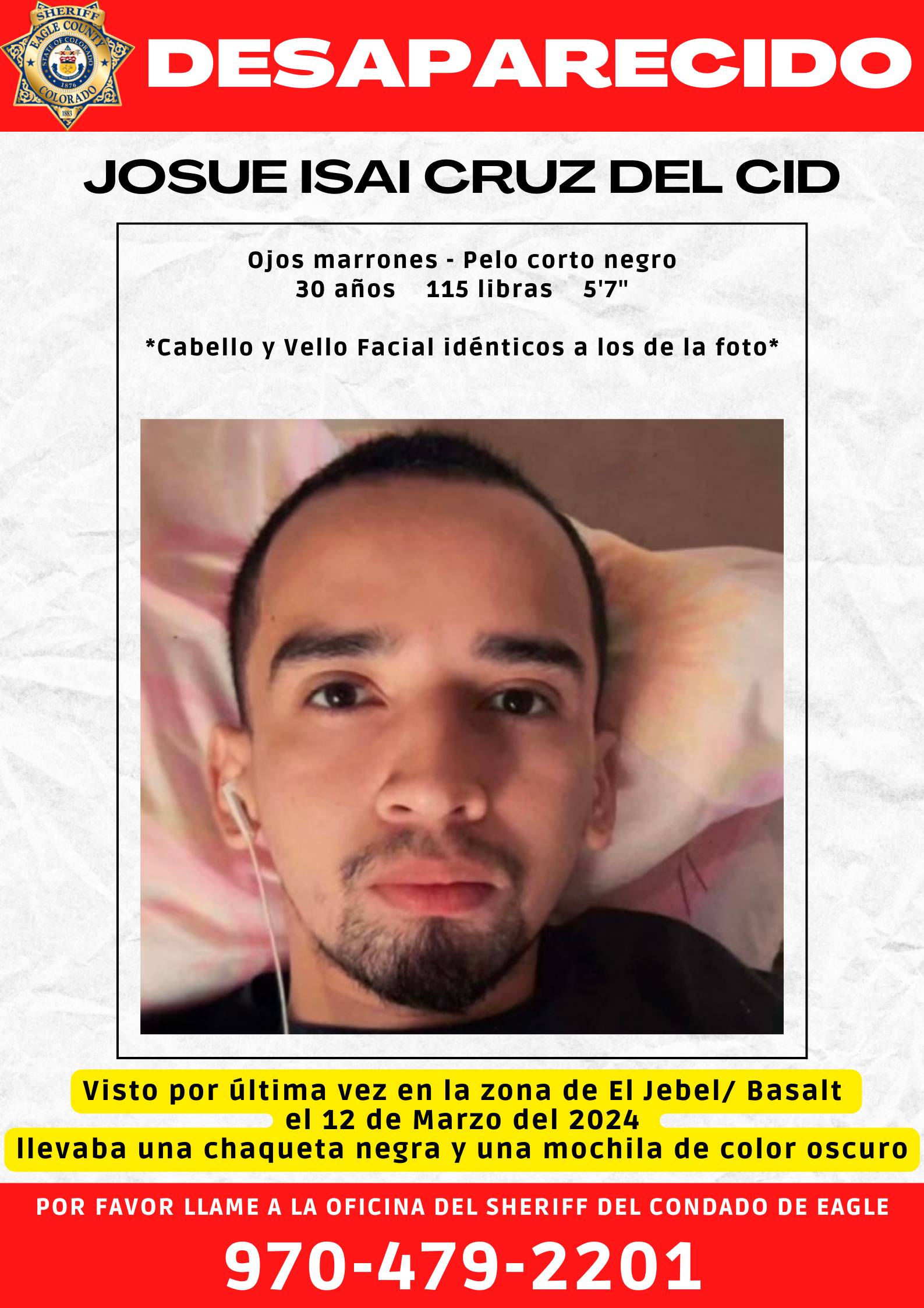 Josue Isai Cruz Del Cid Missing Poster in Spanish